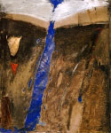moderne Malerei bilder grau beige braun weiß blau dunkel rot 190 x 160 cm Hochformat - Urlandschaft