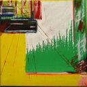 abstrakte Malerei kaufen rot gelb grün bunt 50 x 50 cm - Bild GARDEN Maler LEO