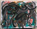 abstrakte Malerei kaufen 140 x 160 cm schwarz grün rot - Bild UHURO Maler LEO